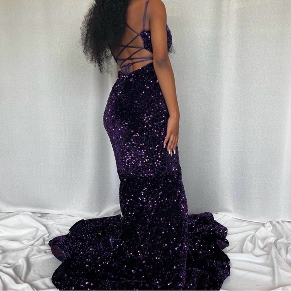 Stunning Purple Sequin Gown - Picture 2 of 3